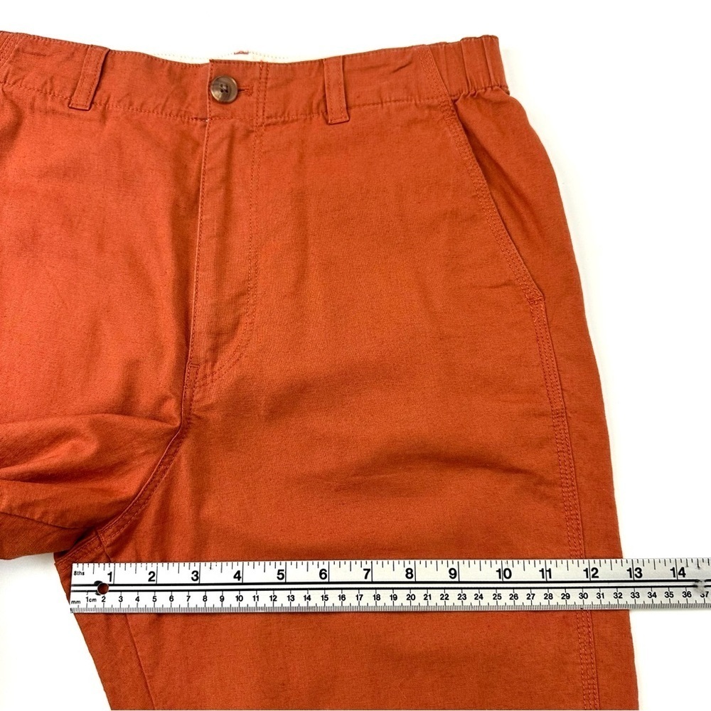 Uniqlo LINEN COTTON TAPERED womens PANTS terracotta orange 28-29 - Picture 7 of 13